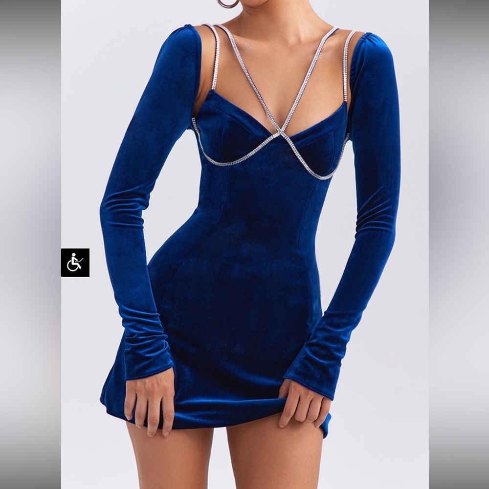Blue crystallized mini dress